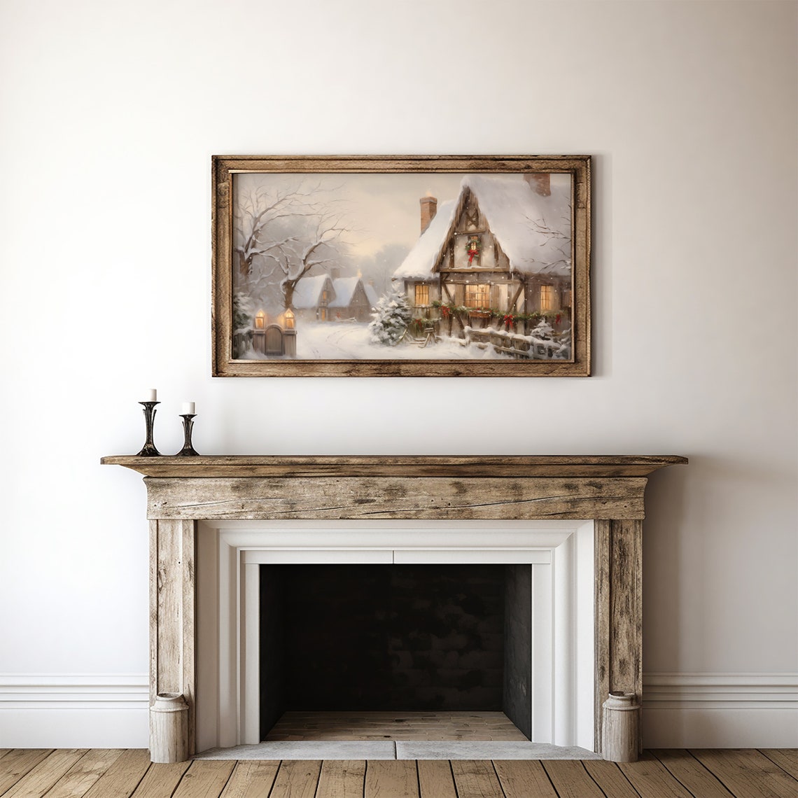Winter Village Frame Tv Art Christmas Tv Art Tv Painting Cozy Holiday Smart Tv Art Snowy House Art S211 - Image 2
