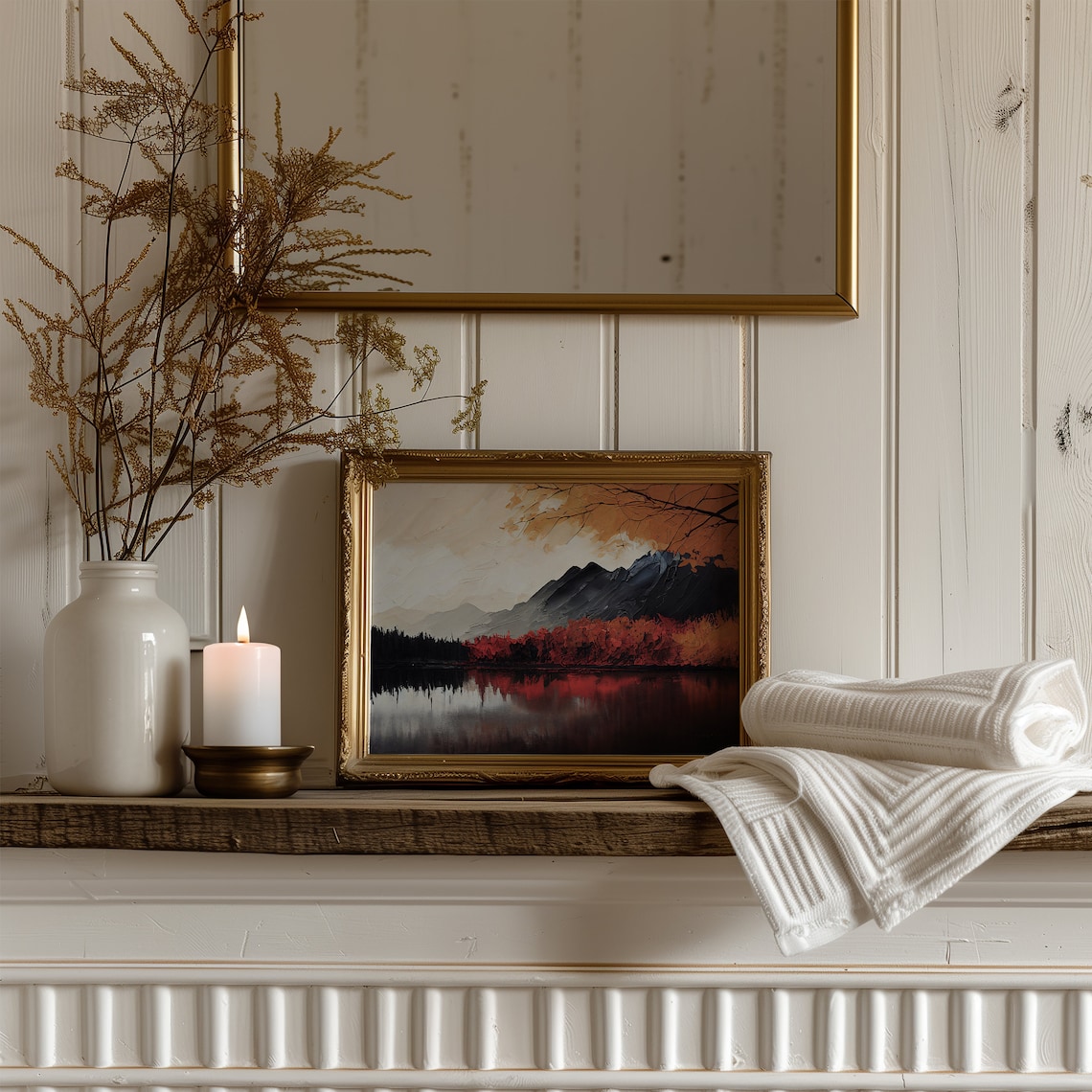 Autumn Landscape Art Print, Fall Lake Scene - Image 4