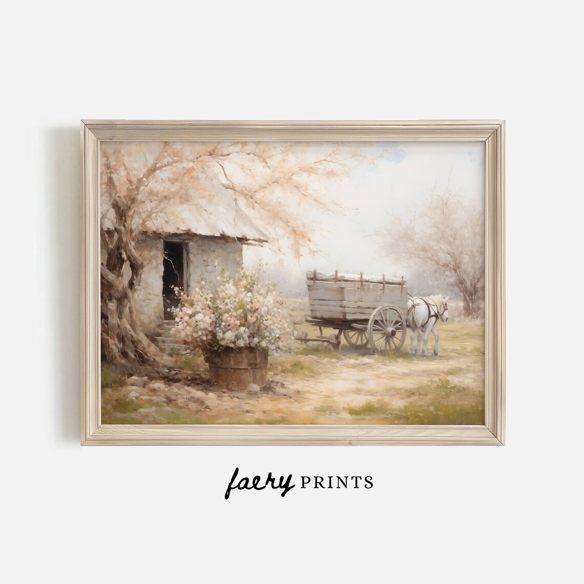 Spring Farmhouse Wildflowers Horse Buggy Art Print - Image 4
