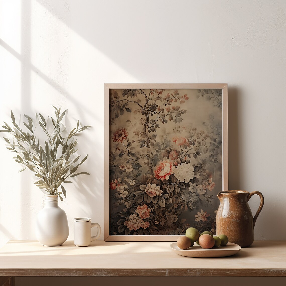 Floral Tapestry Art Print, Vintage Textile Decor - Image 5