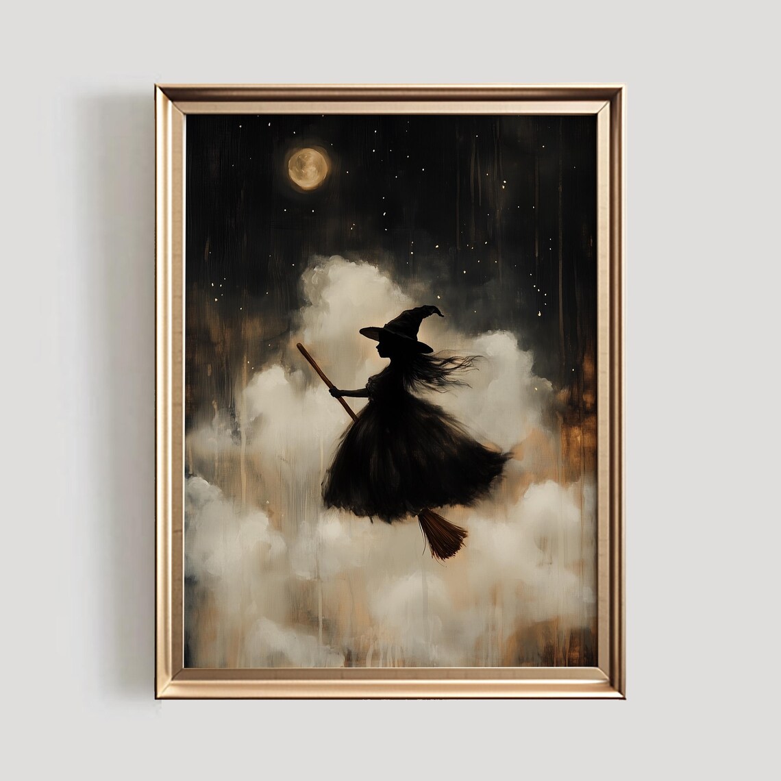 Witch Silhouette Poster, Spooky Halloween Wall Art