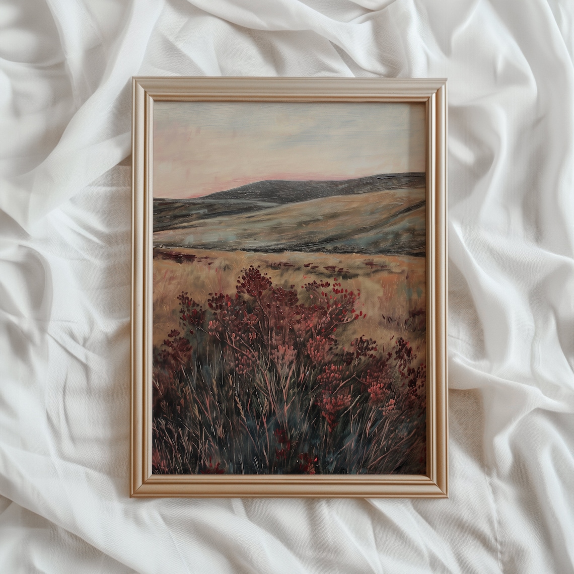 Moody Landscape Print, Vintage Pastoral Scenery
