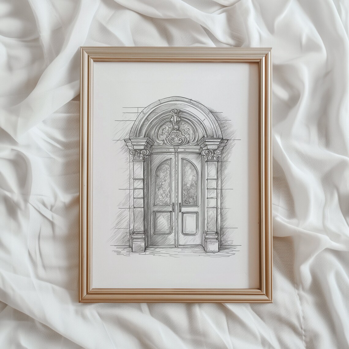 Doorway Architecture Sketch, Vintage Architecture Art Print