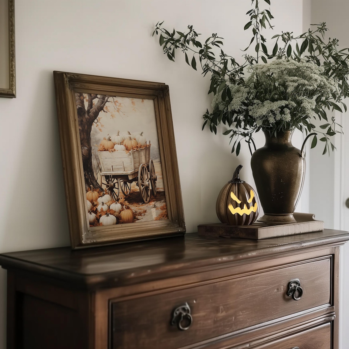 Vintage Autumn Pumpkins In A Wagon Art Print - Image 5