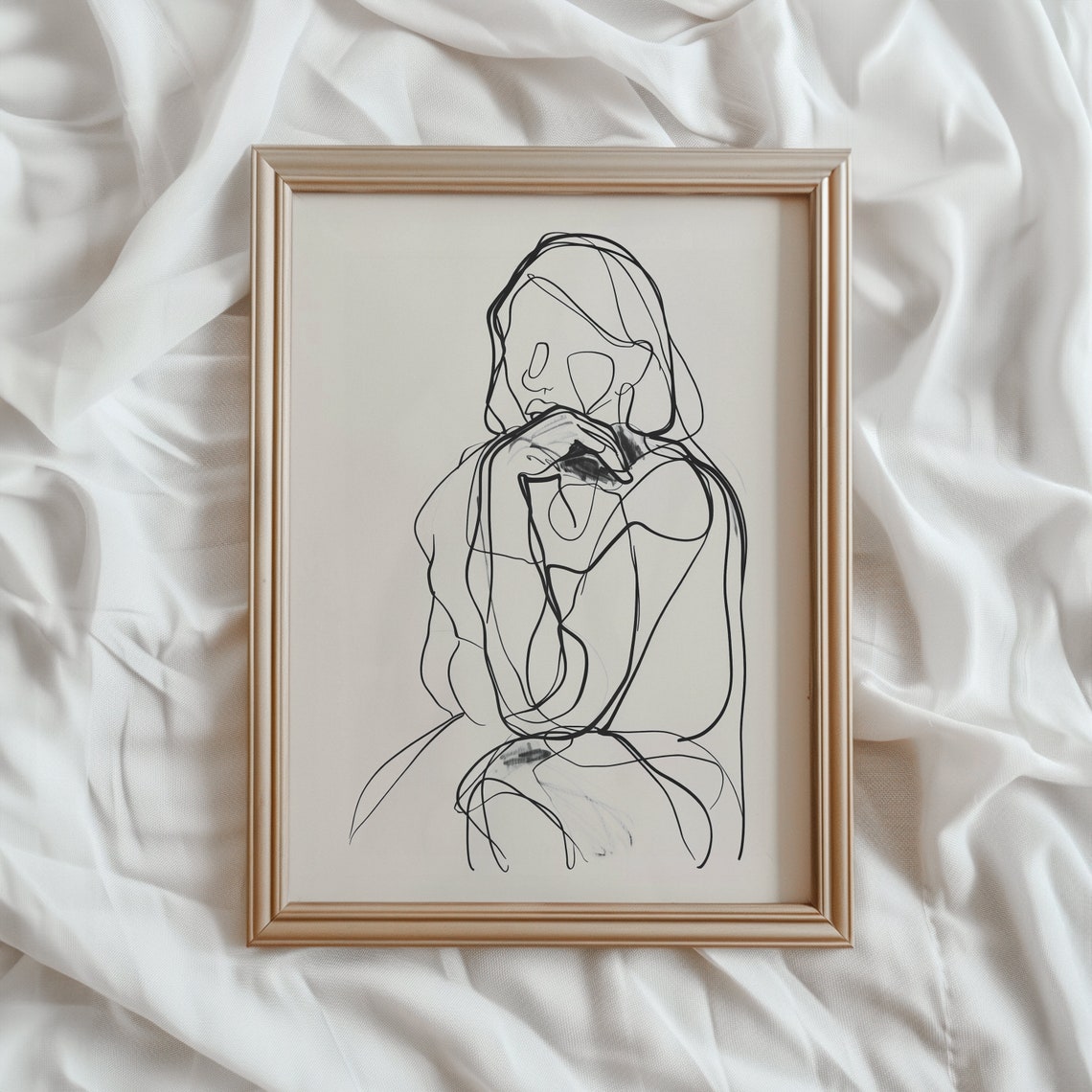 Minimalist Single Line Woman Portrait Modern Abstract Art Print