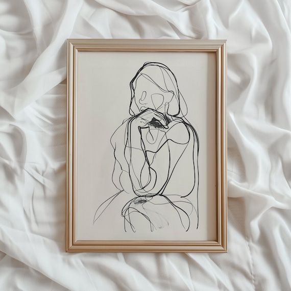 Minimalist Single Line Woman Portrait Modern Abstract Art Print
