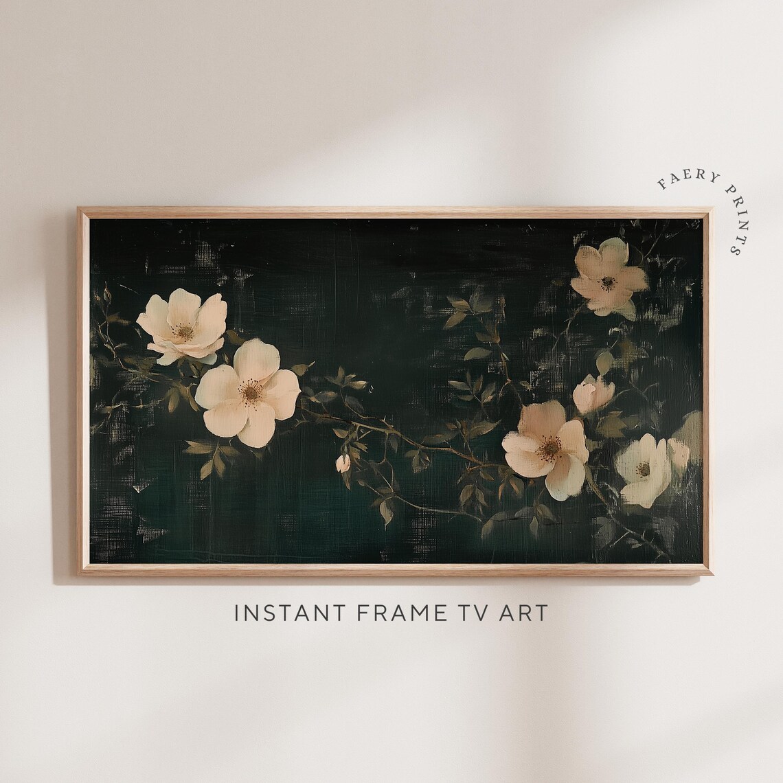 Moody Flower Painting, Vintage Botanical Art Print