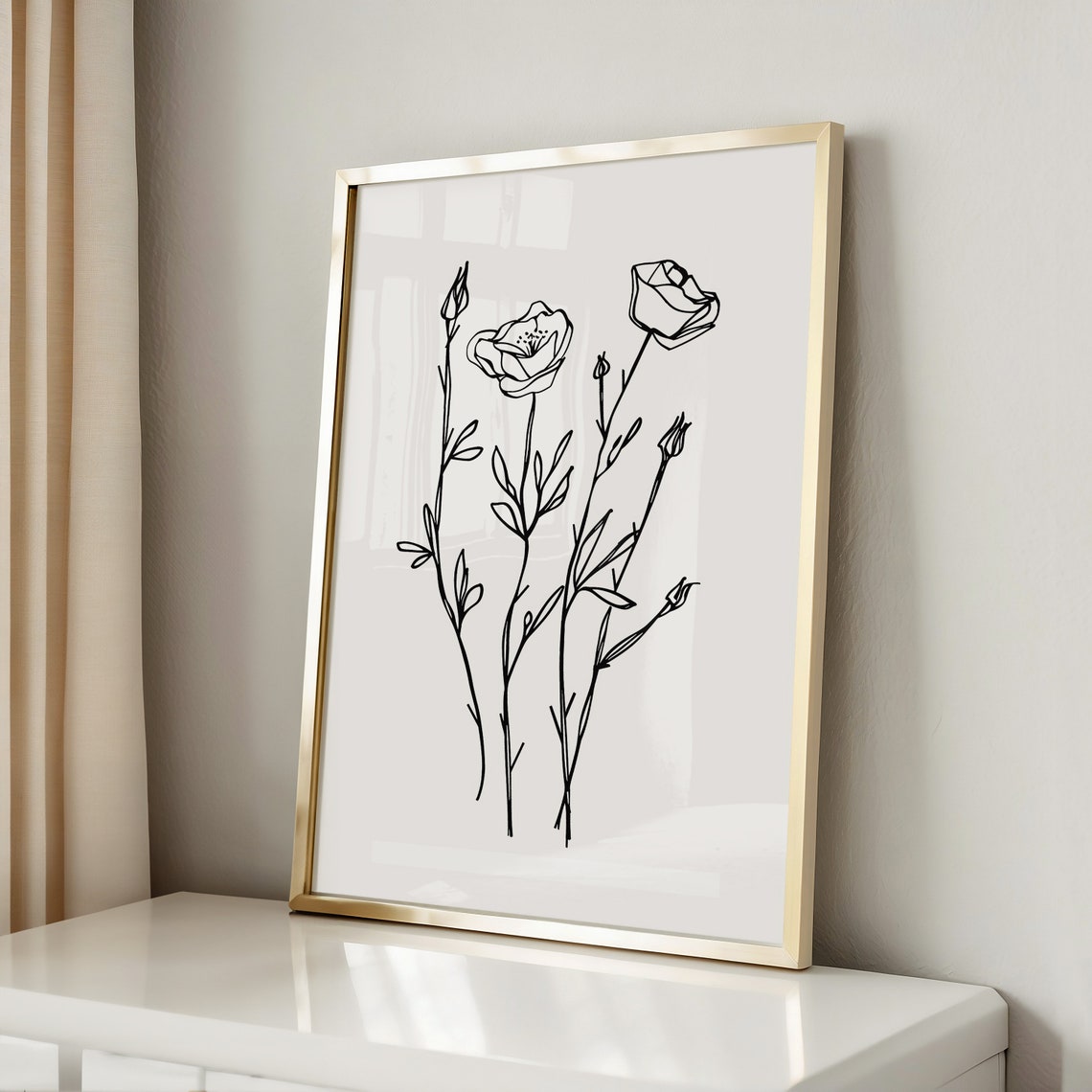 Minimalist Flower Line Art Art Print - Image 3