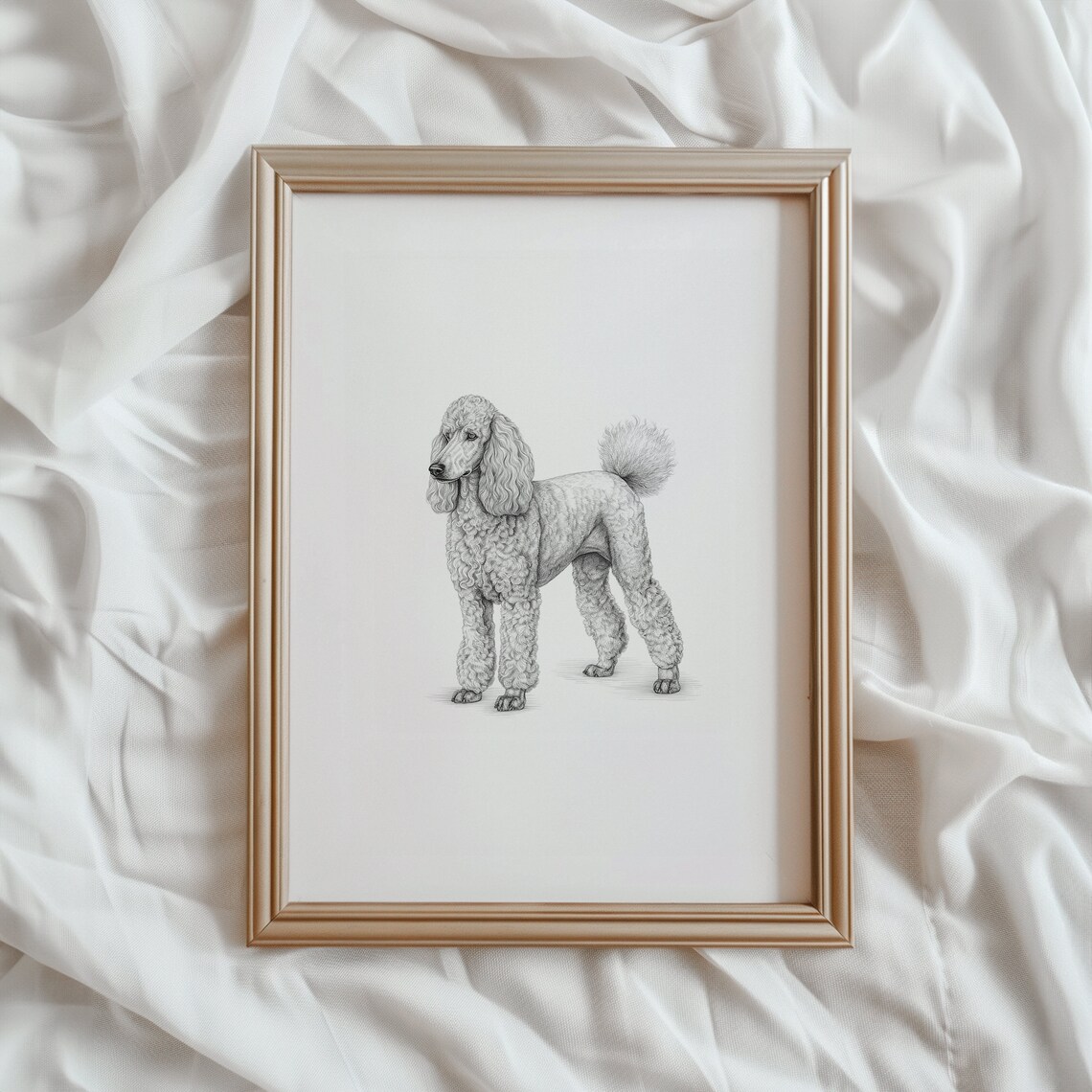 Poodle Dog Sketch Art Print, Dog Wall Decor