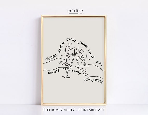 Cheers in Different Languages Bar Cart Art Print