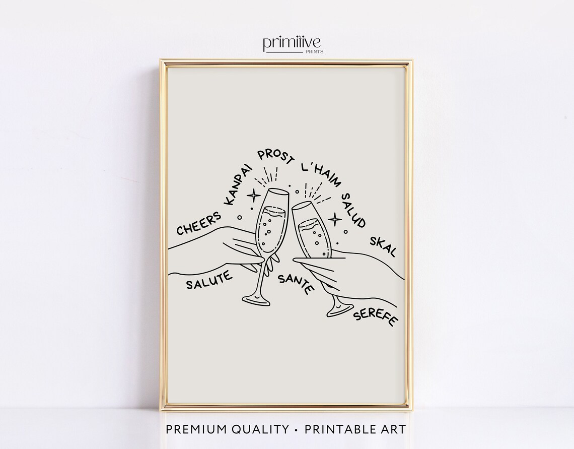 Cheers in Different Languages Bar Cart Art Print