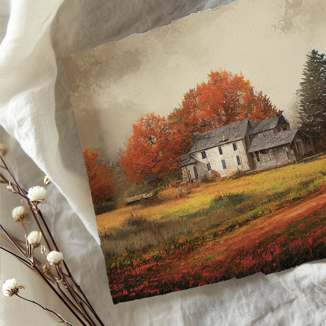 Autumn Landscape Art Print, Rustic Farmhouse Decor - Image 2