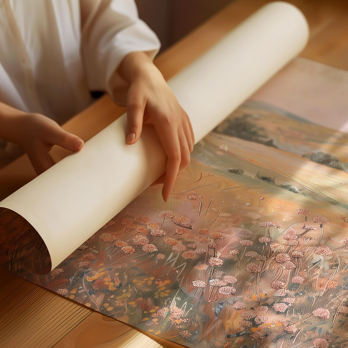 Pastel Wildflower Landscape, Vintage Farmhouse Art Print - Image 2