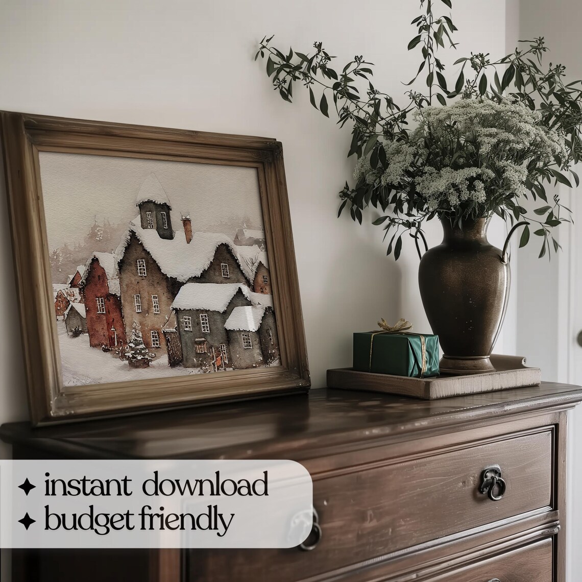 Winter Village Vintage Holiday Art Print - Image 5