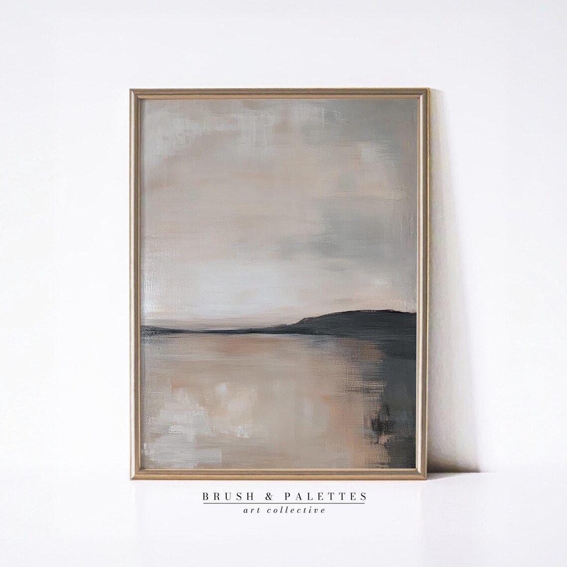 Abstract Neutral Lakeside Minimal Beige Horizon Calm Painting Poster