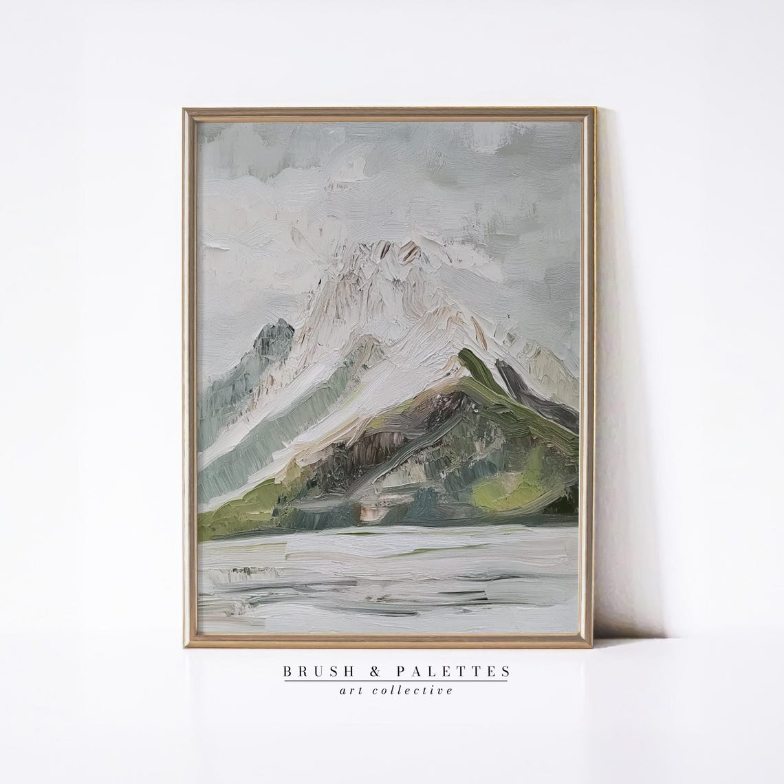 Textured Snowy Mountain Impasto Painting Winter Landscape Poster