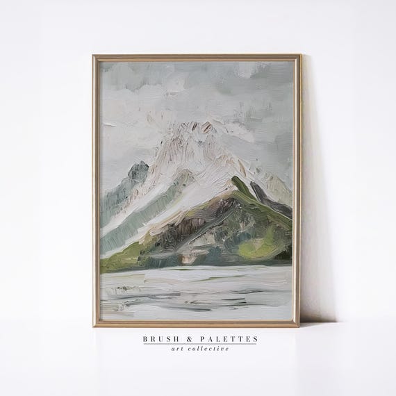 Textured Snowy Mountain Painting Impasto Landscape Wall Art Lodge Or Natureinspired Rustic Decor For Adventure Lovers