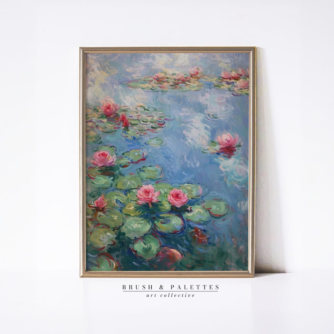 Water Lily Pond Monet-Inspired Floral Art Print