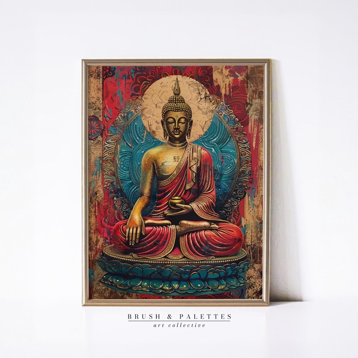 Buddha Full Body Painting, Bohemian Zen Decor