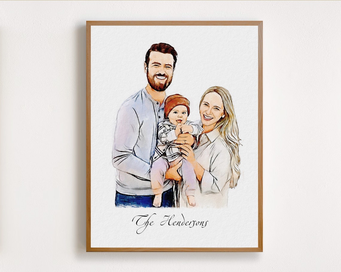 Watercolor Portrait From Photo Personalised Dad Painting Fathers Day Present For Him From Daughter Wife Family Birthday Art Gift - Image 4