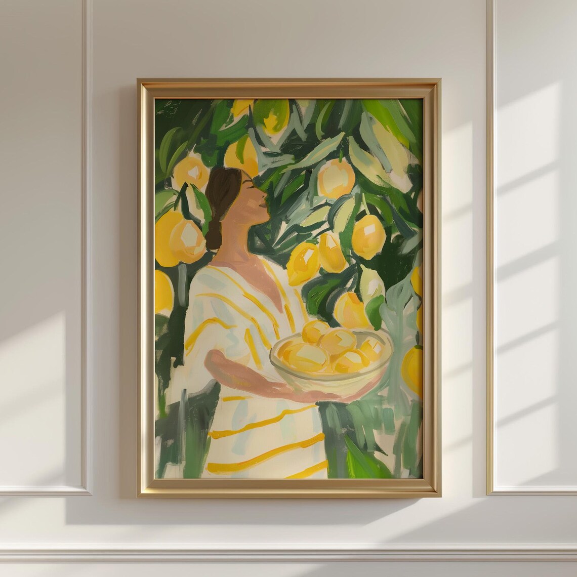Lemon Garden Woman Holding Bowl Of Lemons Painterly Art Poster