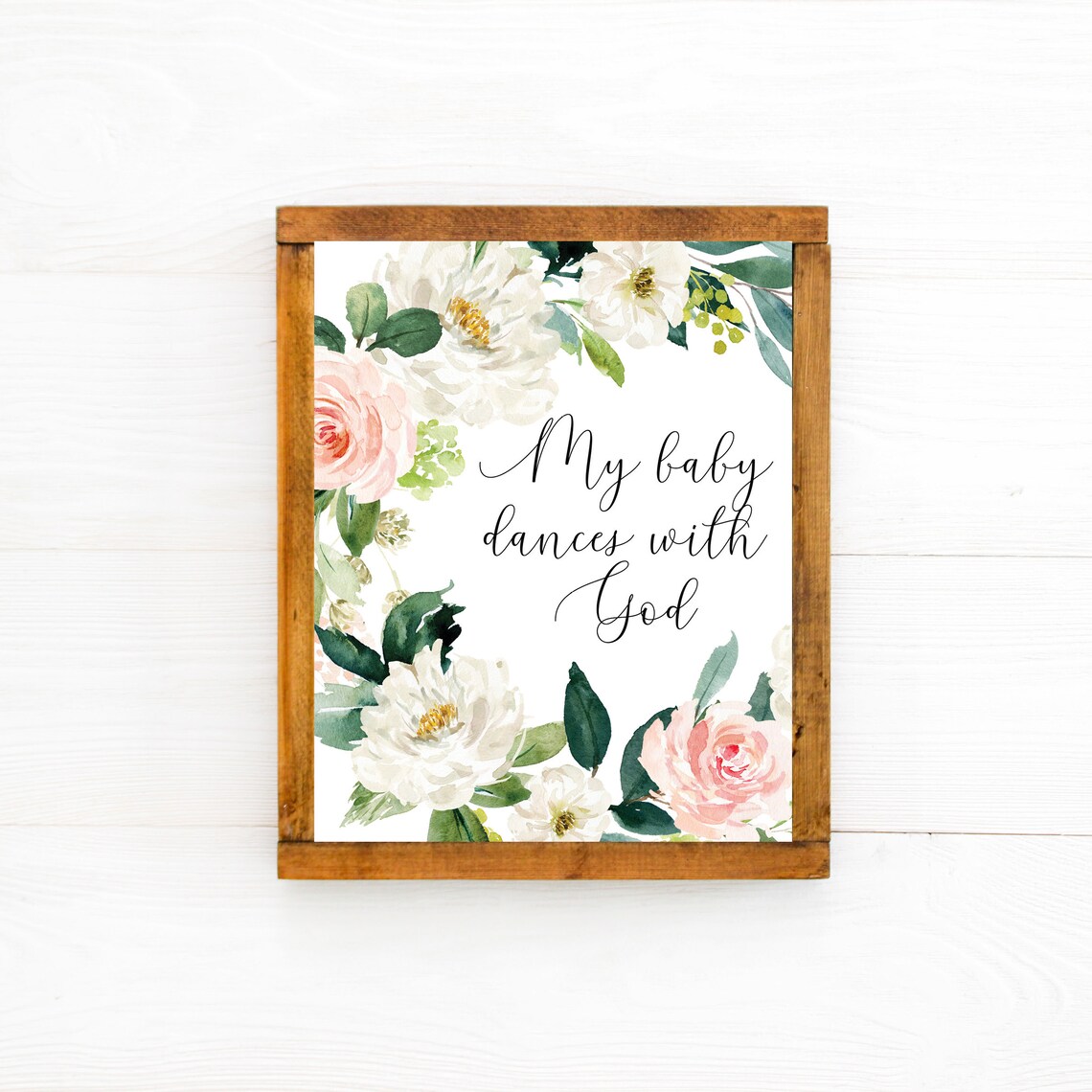 My Baby Dances with God Floral Watercolor Memorial Keepsake Poster