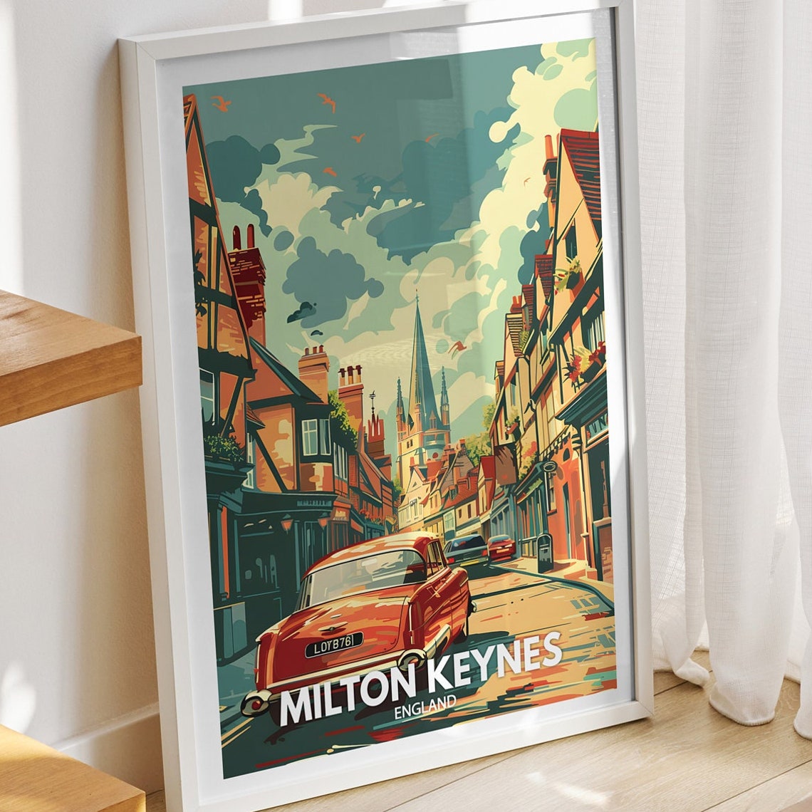 Milton Keynes Travel Print England Milton Keynes Art Poster England Travel Poster United Kingdom Wall Art English Art Decor