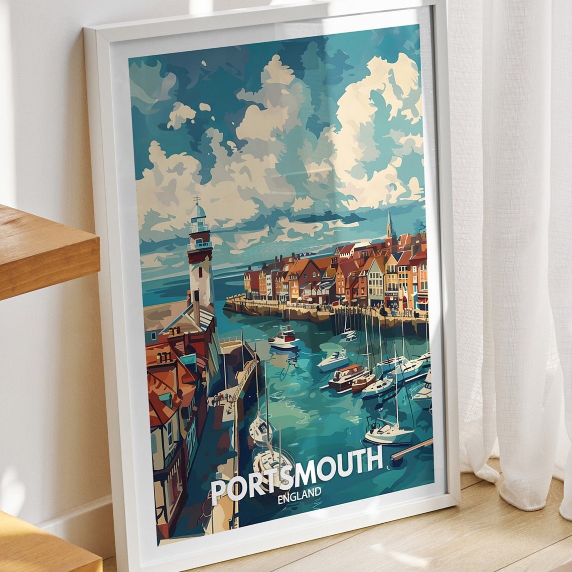 Portsmouth Art Print England Portsmouth Art Poster England Travel Poster United Kingdom Wall Art English Art Decor