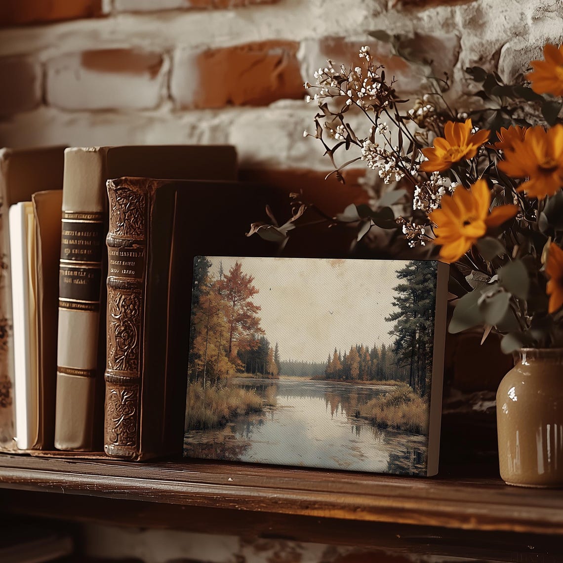 Autumn River Winding Through a Quiet Forest Mirror Reflection Poster - Image 5