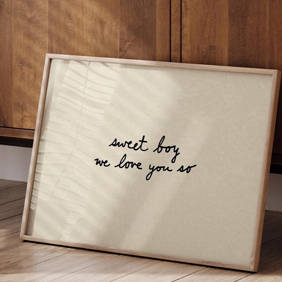 Boy Nursery Print Neutral Bedroom Decor Love You Poster Digital Download Horizontal