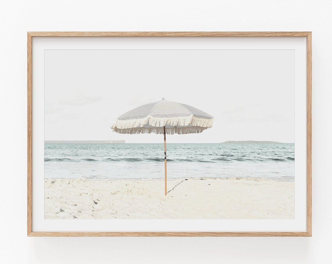 Umbrella Beach Print, Summer Coastal Decor