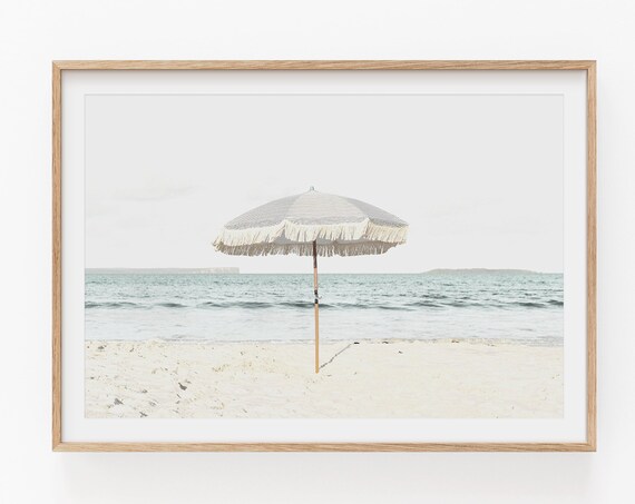 Umbrella Beach Print, Summer Coastal Decor
