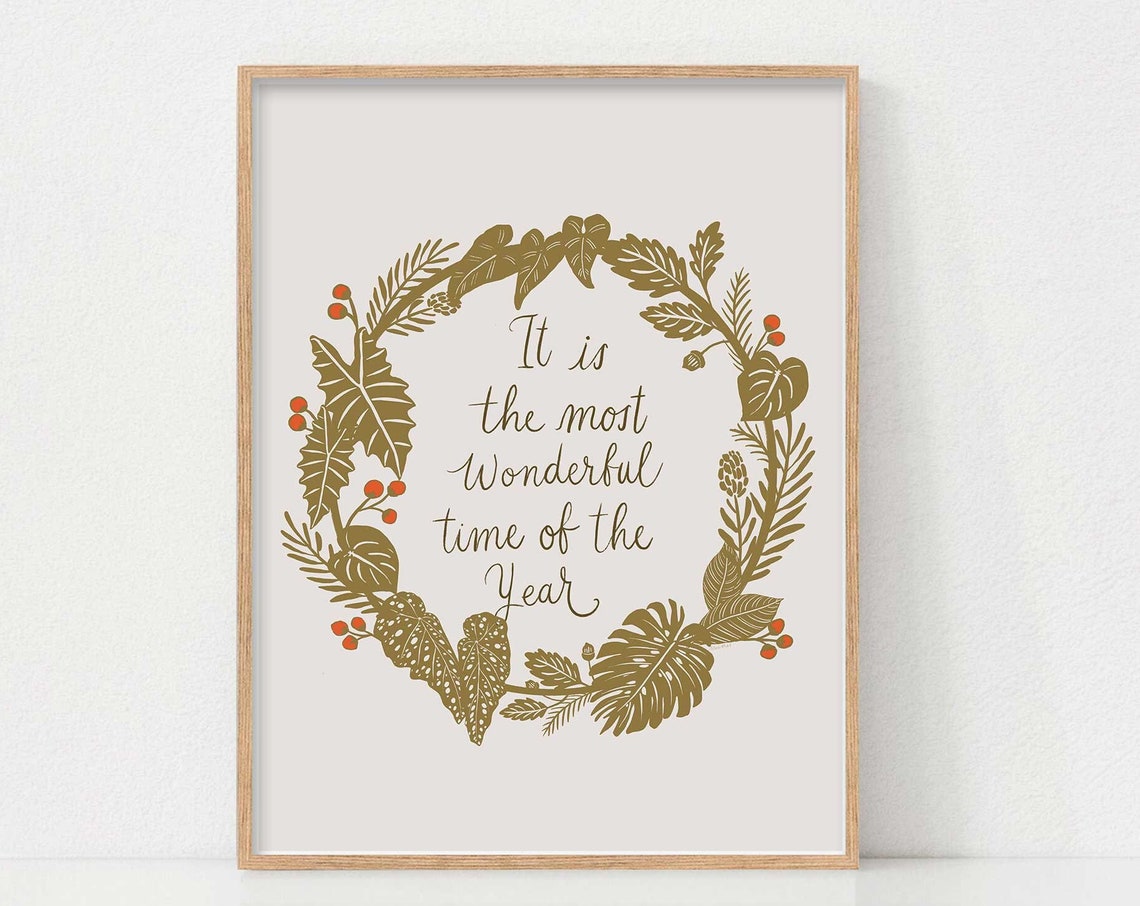 Christmas Wreath Neutral Art Print