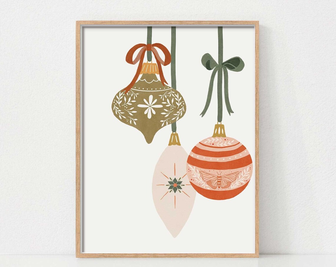 Christmas Tree Ornaments Vintage Christmas Art Print