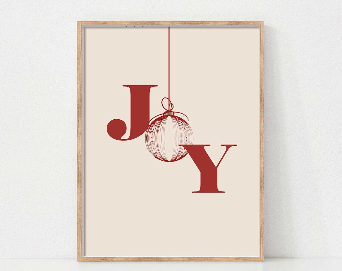 Christmas Joy Quote, Vintage Minimalist Art Print