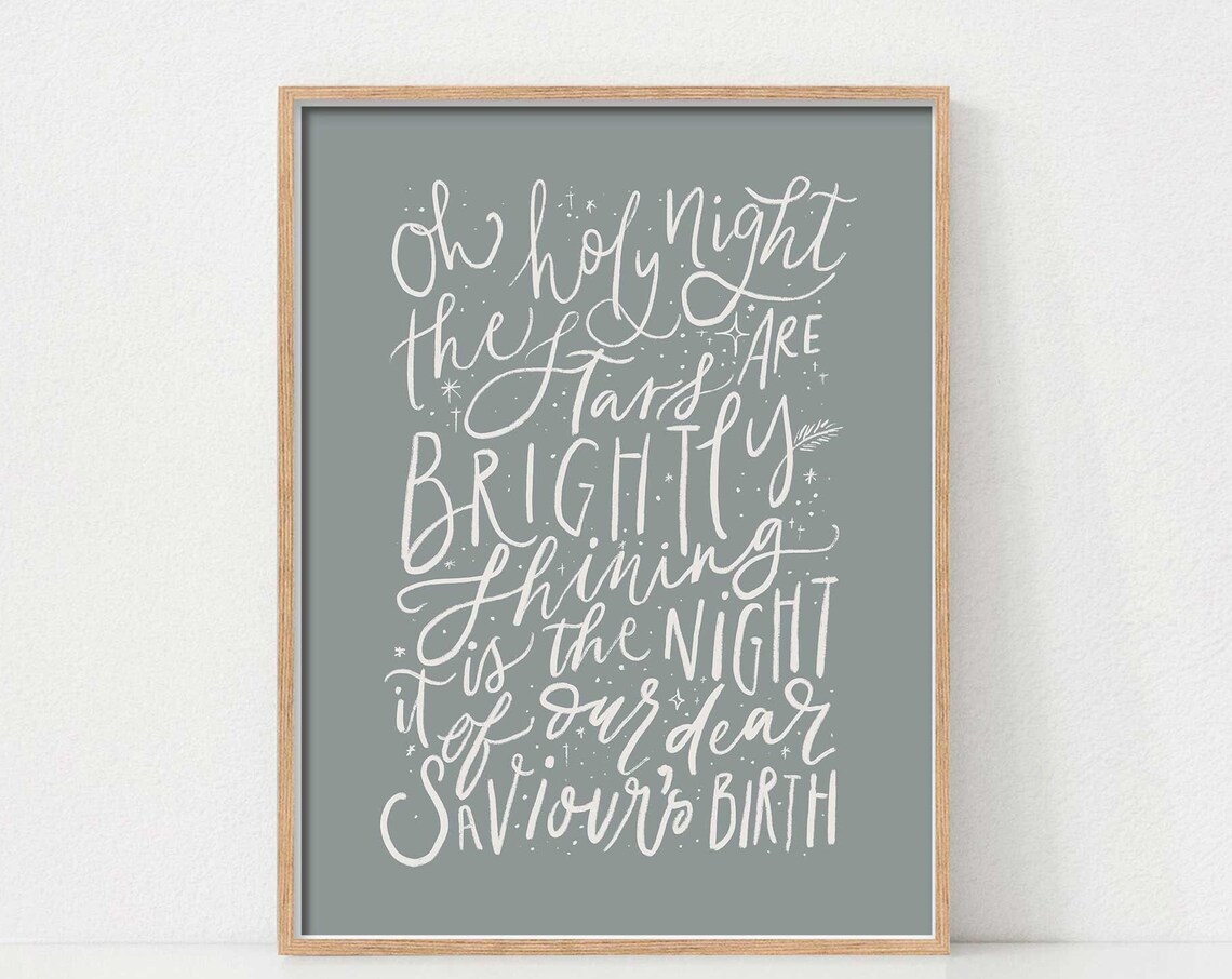Oh Holy Night Christmas Art Print, Winter Wall Art