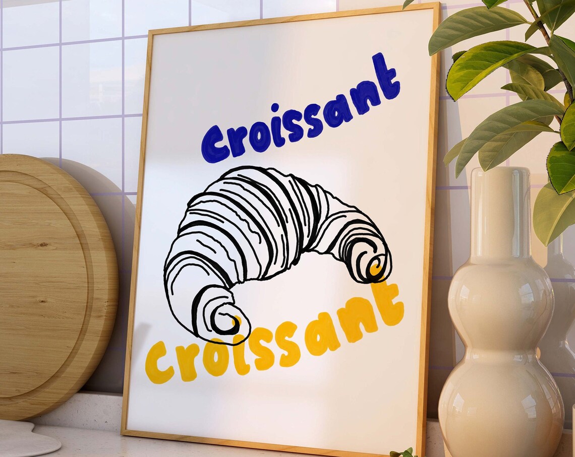 Croissant Minimalist Food Art Poster Print