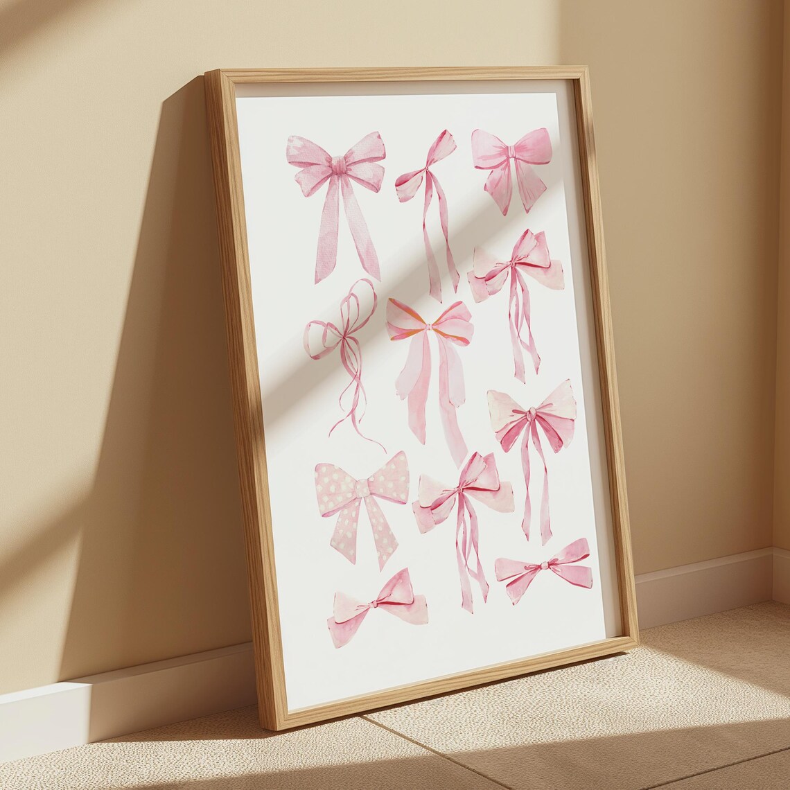 Pink Watercolor Ribbon Bows Coquette Trendy Room Decor Wall Poster