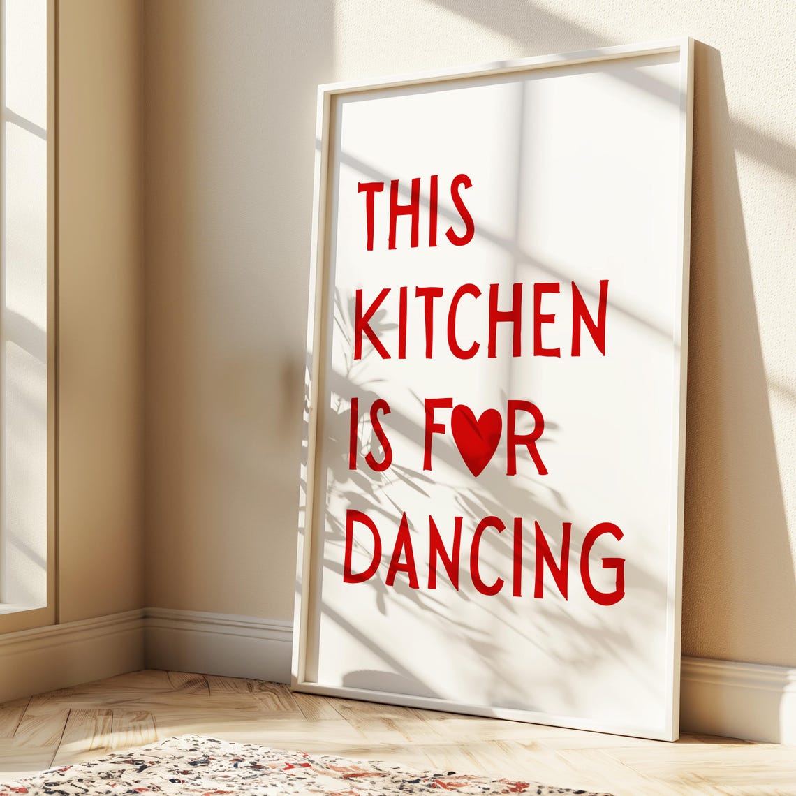 This Kitchen Is For Dancing Red Heart Quote Kitchen Wall Poster - Image 3