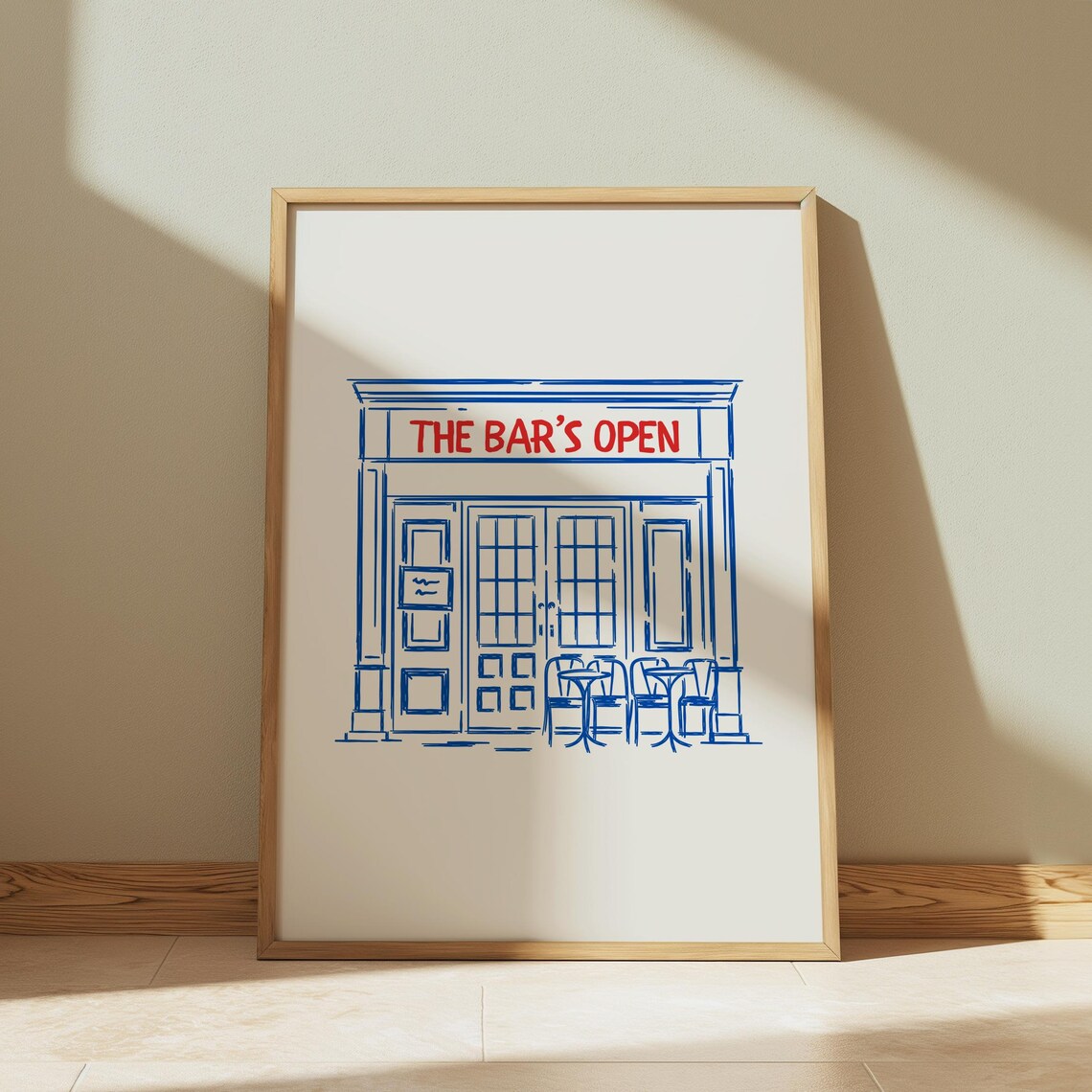 Blue Bar Cart Vintage Kitchen Bar Cart Art Print - Image 3