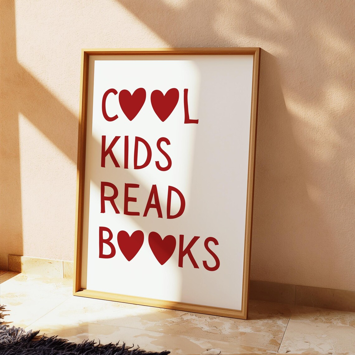 Cute Cool Kids Read Books Heart Red Typography Kids Room Poster - Image 2