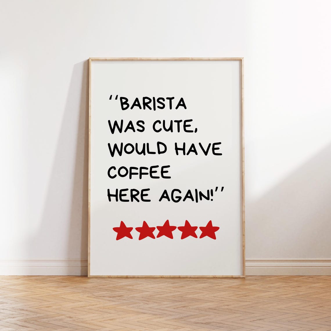 Funny Barista Was Cute Coffee Quote Red Stars Kitchen Wall Art - Image 4
