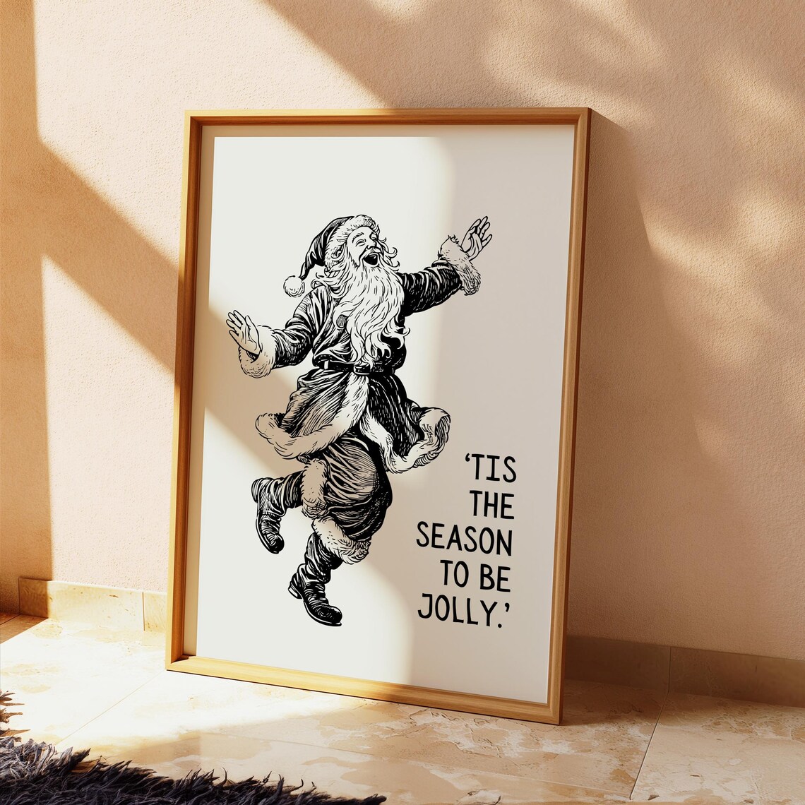 Santa Claus Coming to Town Vintage Toy Sack Engraving Christmas Poster - Image 2