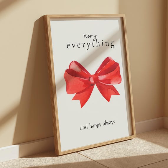 Minimalist Christmas Wall Art Cute Christmas Decor Trendy Holiday Wall Art Winter Print Merry Everthing And Happy Always