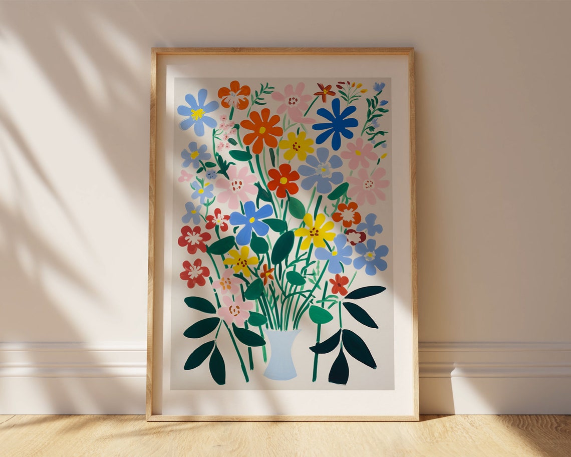 Vintage Wildflowers Art Print, Botanical Floral Decor