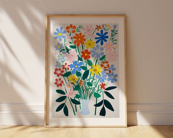 Vintage Wildflowers Art Print, Botanical Floral Decor