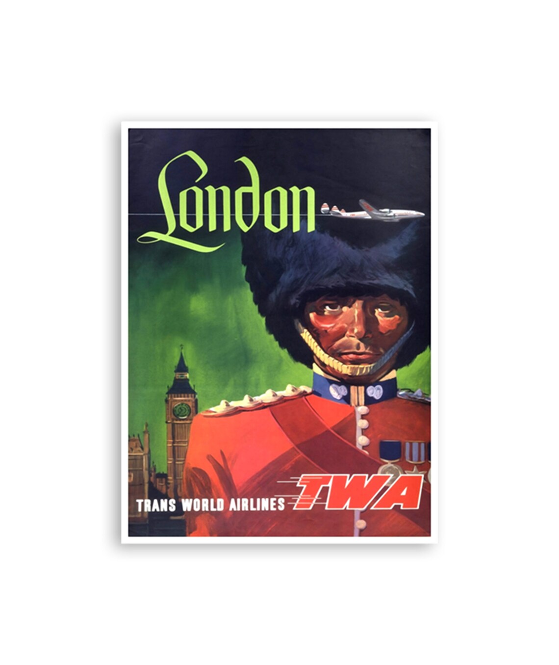 London TWA Vintage Travel Poster British Guard Trans World Art