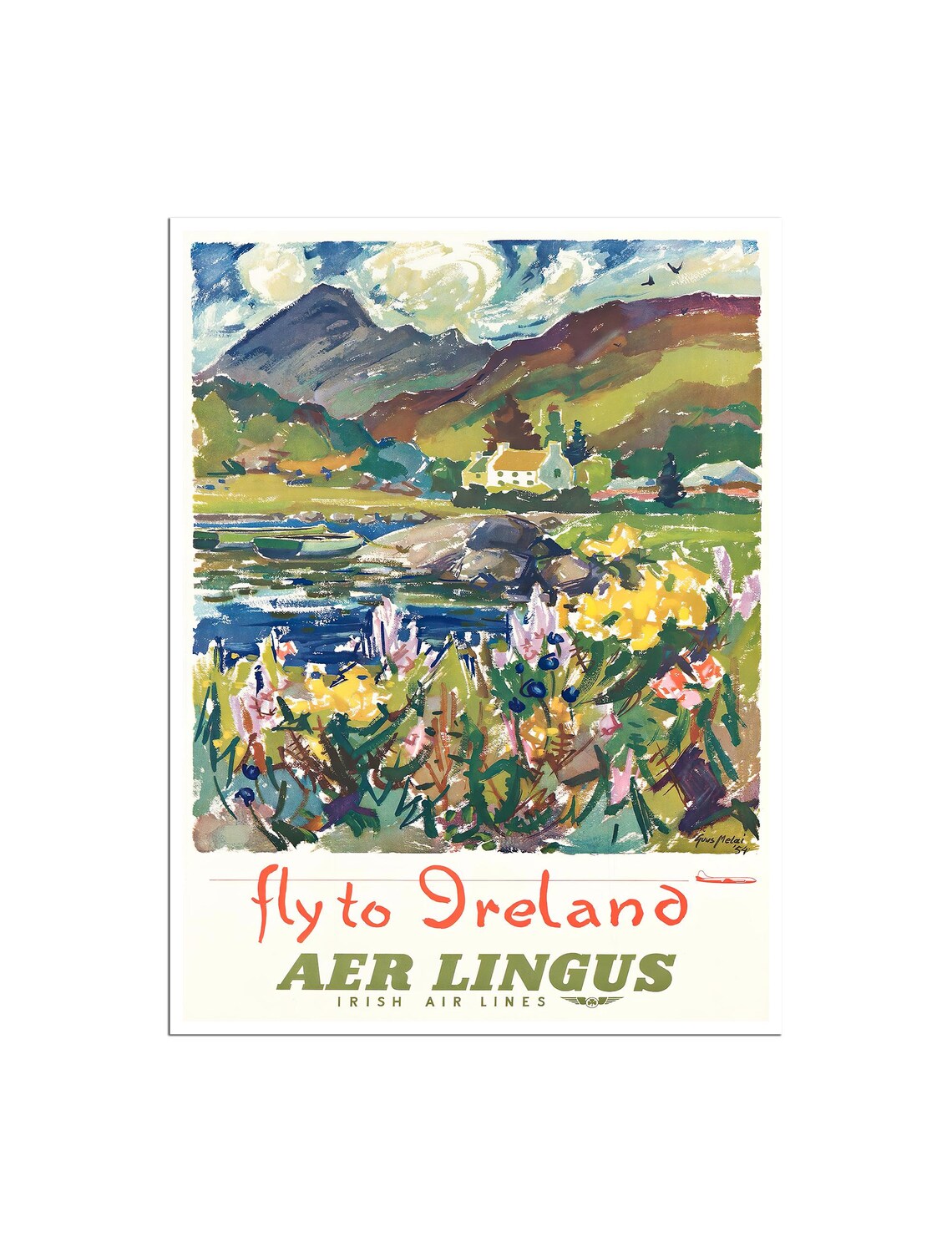 Ireland Vintage Travel Poster, Irish Decor Art Print