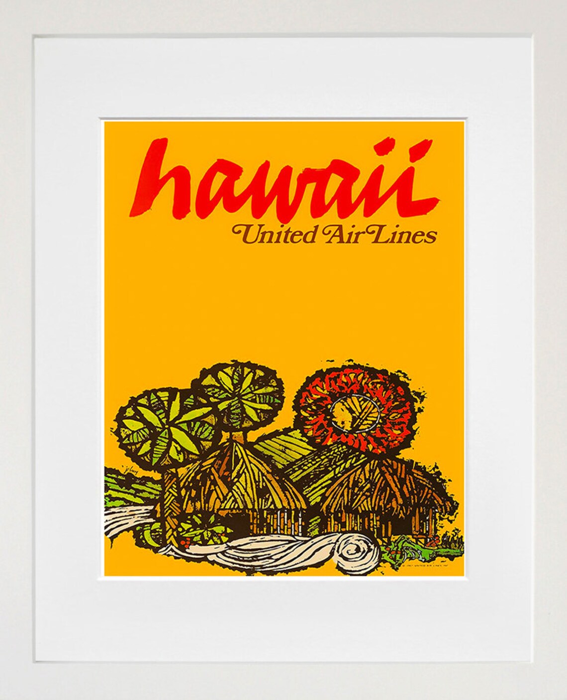Hawaii Retro Poster, Hawaiian Decor Travel Poster