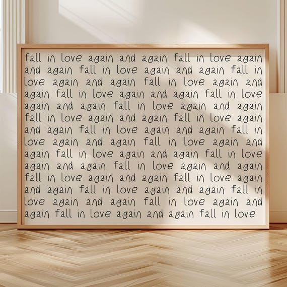 Fall In Love Again And Quote Poster, Minimalist Typography